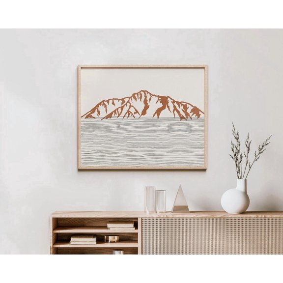 Boho Pioneer Peak Art Print Church Mountain Range Alaska Pioneer Peak Outline Silhouette Wall Art Travel Poster