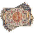 thumbnail image 1 of Boho Place Mats Indoor Set of 4 Retro Ancient Wipeable Placemats Linen Fabric Washable Heat Resistant Placemats for Kitchen Dining Tables, 12x18 Inches, 1 of 5