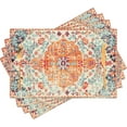 thumbnail image 1 of Boho Placemats Set of 4 Orange Blue Place Mats Indoor, Wipeable Cloth Linen Washable Heat Resistant Placemats for Kitchen Dining Tables, 12x18 Inches, 1 of 5