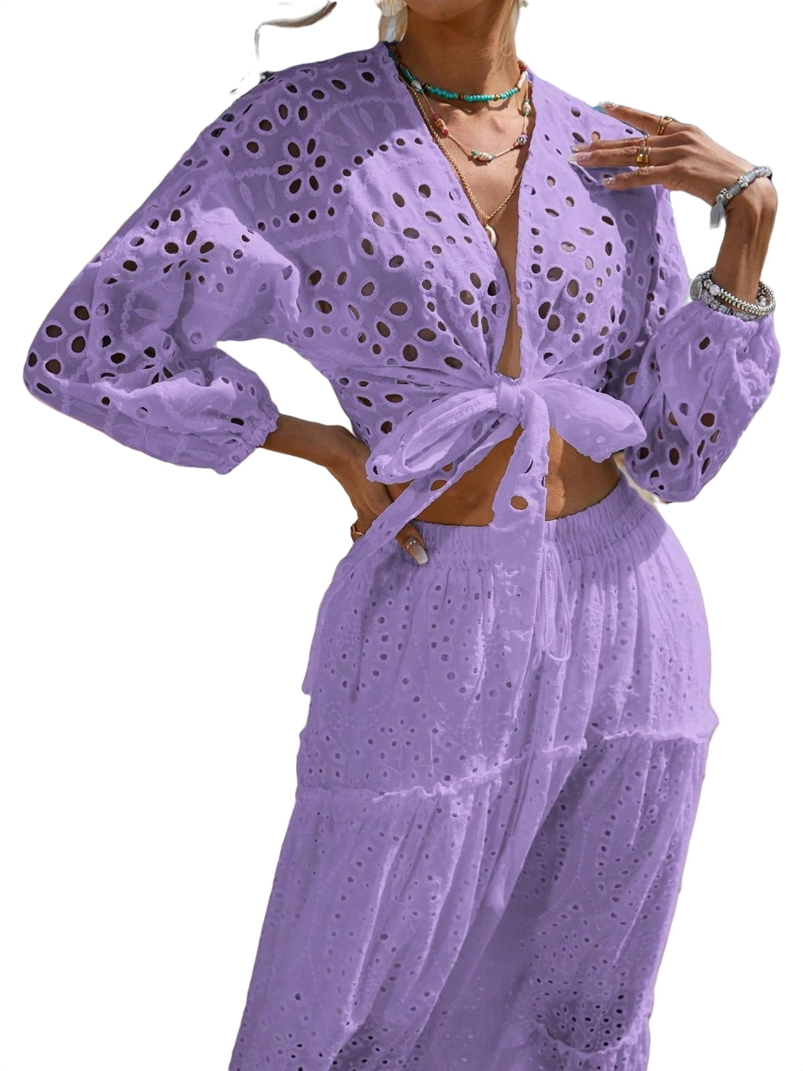Mauve + Rust Multi Floral V Neck with Pleated Sleeve main image 0