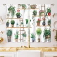 thumbnail image 1 of Boho Plant Floral Kitchen Curtains, Flower Plant Small Window Treatment, Green Leaf Cafe Short Window Curtains for Bathroom Dining Laundry Room, Farmhouse Nature Botanical Drapes 27.5x39 inch, 1 of 6