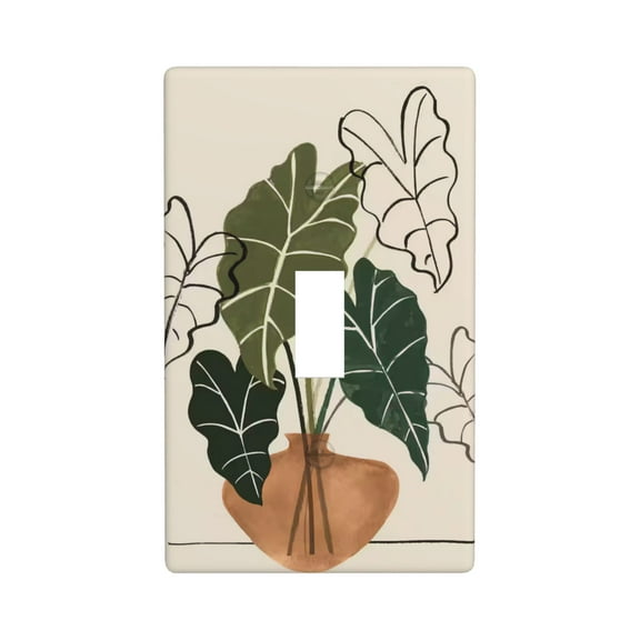 Boho Plant Light Switch Cover Plates Single Toggle Wall Plate, Decorative 1-Gang Christmas Decor Lightswitch Cover