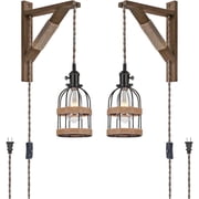 KEESFU 2-pack Farmhouse Indoor Wall Sconce with Rope Cage, Black Iron