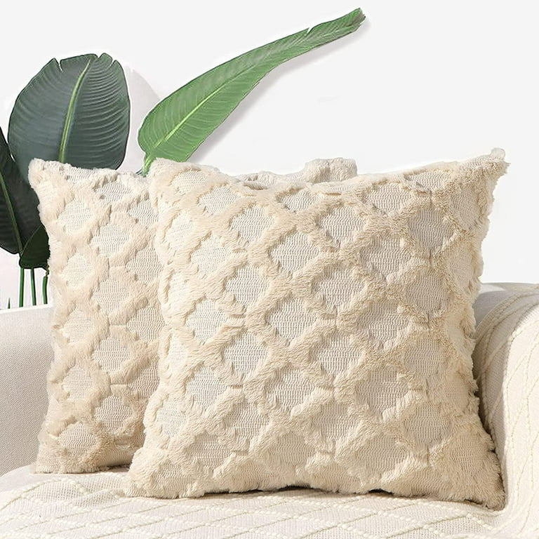 Boho Plush Throw Pillow Covers, Decorative Soft Pillows Cases for