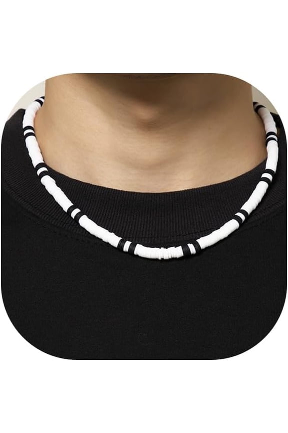 Boho Polymer Clay Choker Necklace for Men,Dainty Heishi Disc Beaded Collar Necklace Party Prom Adjustable Surfer Tropical Holiday Jewelry Gifts[u712]