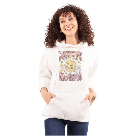 Boho Positive Thoughts Celestial Sun Hoodie Sweatshirt Women Brisco Brands S