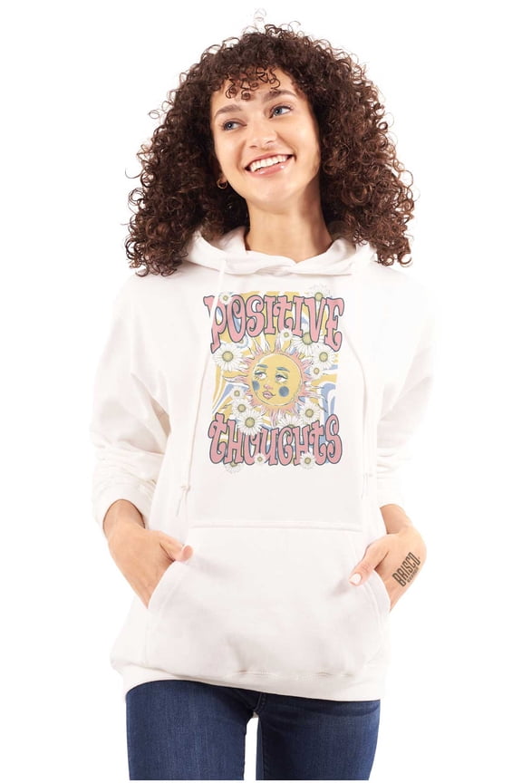 Boho Positive Thoughts Celestial Sun Hoodie Sweatshirt Women Brisco Brands S