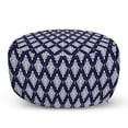 thumbnail image 1 of Boho Pouf Cover with Zipper, Damask Inspired Pattern Vertical Oriental Diamond Shaped Composition Pattern, Soft Decorative Fabric Unstuffed Case, 30" W X 17.3" L, Indigo and White, by Ambesonne, 1 of 3