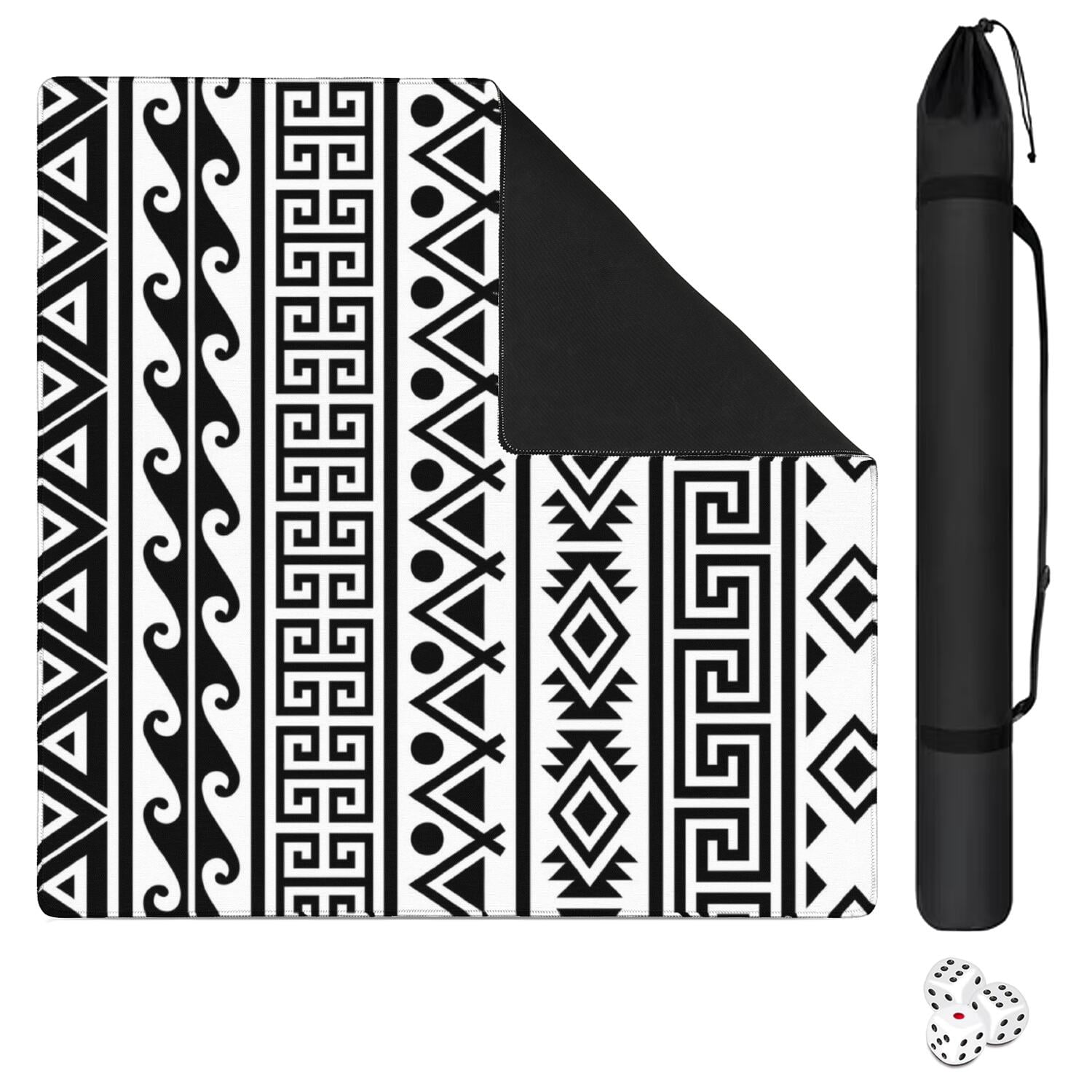 Boho Print Anti-Slip Rubber Game Table Mat 31.5 Inch Square Extra Large Mahjong Pad with Quiet Surface for Playing Tiles Cards and Family Fun
