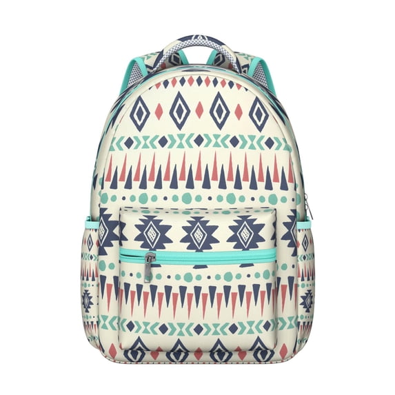 Boho Print Laptop Backpack - Tribal Pattern, Heavy Duty Oxford, Roomy for Books & Essentials, Perfect for University
