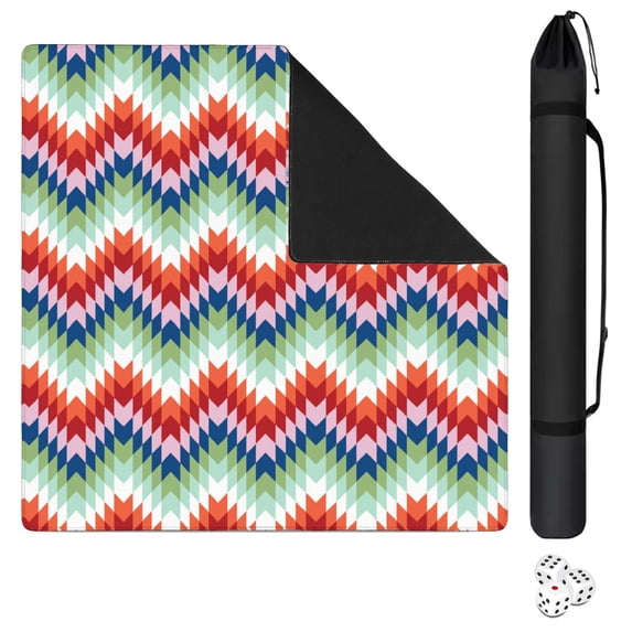 Boho Print Large Non-Slip Mahjong Mat 31.5 Inch Square Rubber Game Table Pad with Noise Dampening for Playing Chinese Tiles and Family Entertainment