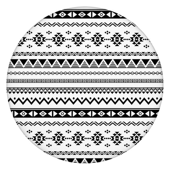 Boho Print Round Tablecloth with Elastic Hem Fits 45-52” Table, Waterproof Oxford Fabric for Everyday Meals, Patio, or RV Settings