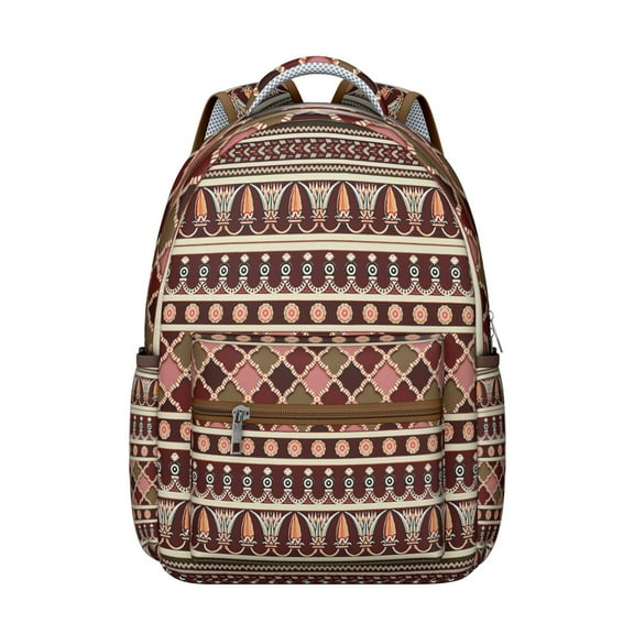Boho Print School Backpack - Stylish Tribal Design, 17 Inch Laptop Compartment, Spacious & Durable, Campus Must-Have