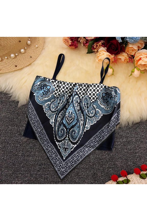 Boho Print Tops for Women Cami Top Spaghetti Strap Asymmetrical Hem Vacation Summer Tops Camisole