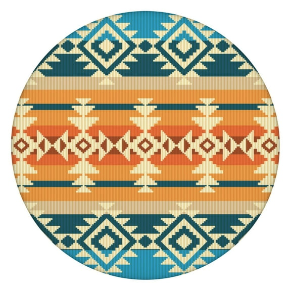 Boho Print Waterproof Tablecloth with Elastic Hem, Oxford Fabric Fits 45-52", Perfect for Picnics, Parties, and Camping Trips