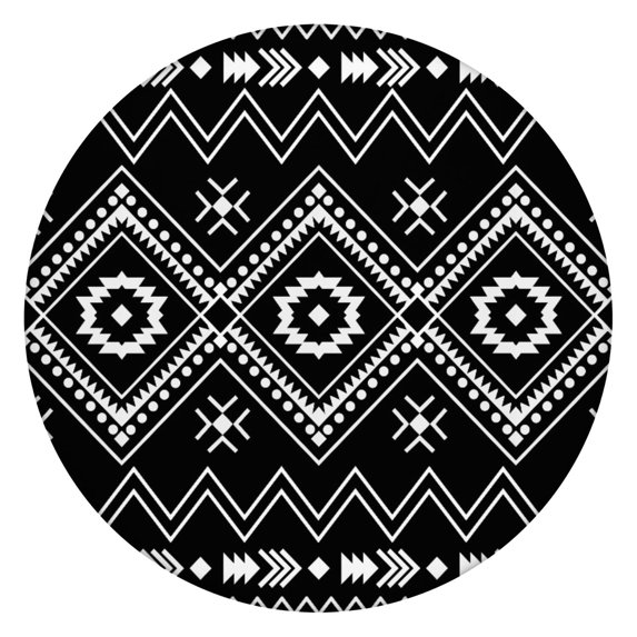 Boho Print Waterproof Tablecloth with Elastic Hem Oxford Fabric for 45-52” Table, Great for Indoor Use and Outdoor Gatherings