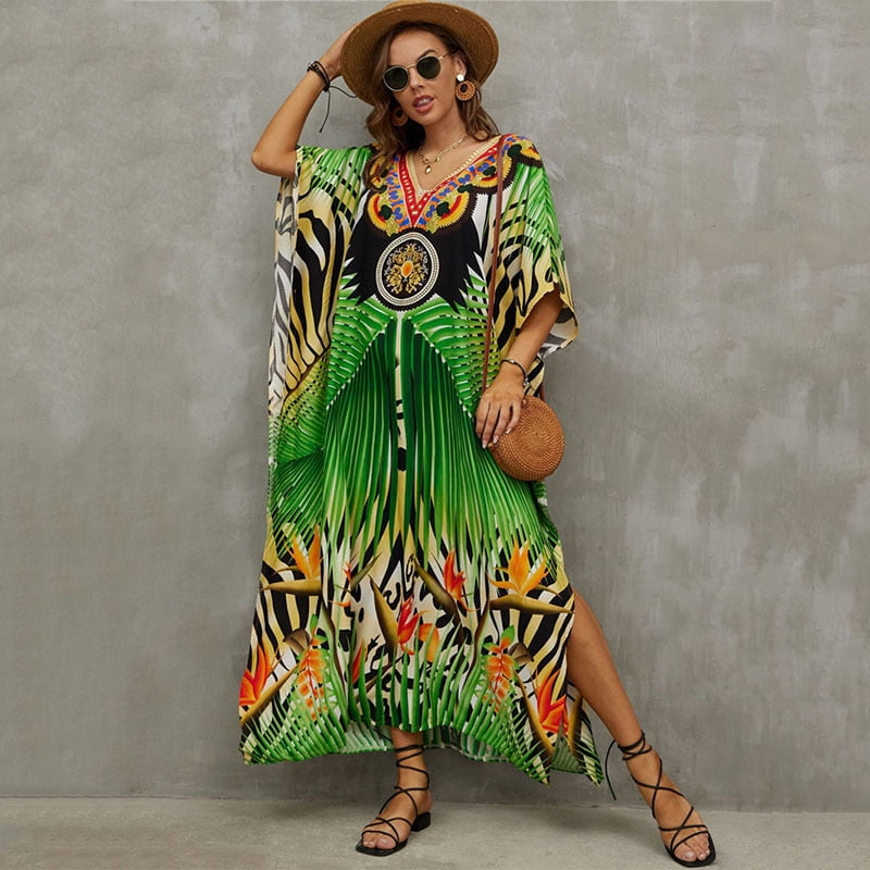 Robe Longue Kaftan Bohème Pour Femme - Tissu Léger Et Doux - Plage, Piscine, Tenue De Maison Ou Peignoir