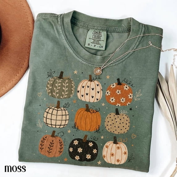 Boho Pumpkin Shirt, Cute Fall Pumpkin Pattern Tee - Walmart.com