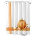 thumbnail image 1 of Boho Pumpkins Fall Thanksgiving Shower Curtain, Orange Stripe Bathroom Decor Curtains Set with Hooks, White Waterproof Fabric Home Accessories， Stall 54 X 78 Inch, 1 of 6