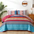 thumbnail image 1 of Boho Quilt Queen Size Rose Red Bohemian Lightweight Microfiber Bed Decor Bedspread for All Season 96"x90", 1 of 6