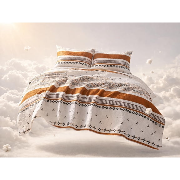 Boho Quilt Set  Size - Lightweight Microfiber Bohemian Quilt Bedding Set,   Boho Bedspread , Soft Boho Coverlet with Shams, Moroccan Patterned Bedding for Bedroom & Guest Room