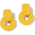 thumbnail image 1 of Boho Raffia Statement earrings for Women – Large Handmade Lightweight Bohemian Colorful Rattan Dangle Drop Straw Wrap Summer Beach Tropical Accessories Jewelry Gift, 1 of 15