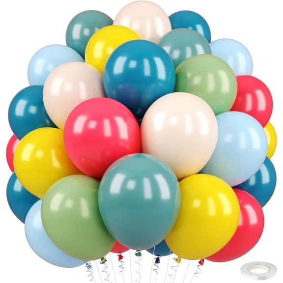 Boho Rainbow Balloons,Retro Blue Orange Mustard Yellow Balloon for Bridal Shower,Wedding,Boho,Birthday Party,Backdrop Decorations