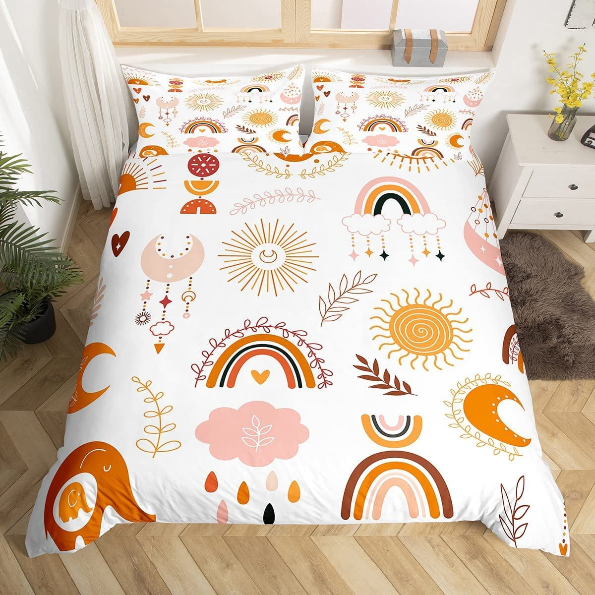 Rainbow Dragonfly Twin Comforter Set – Kids Bedding With Heart Pattern, Includes 1 Comforter & 1 Pillowcase