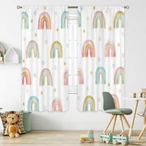 Boho Rainbow Curtains 42Wx63H Inch Rod Pocket Kids Curtains Cute Cartoon Pastel Curtains for Baby Girls Colorful Polka Dots Nursery Living Room Bedroom Window Drapes Treatment Fabric 2 Panels