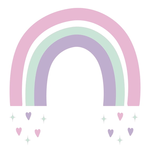 Boho Rainbow Home Kids Bedroom Adhesive Decor Removable Vinyl Wall Decal - 25" x 25" Living Room Nursery Art Removable Multicolored Hippie Inspired Rainbow Design Vinyl Wall Decoration Sticker