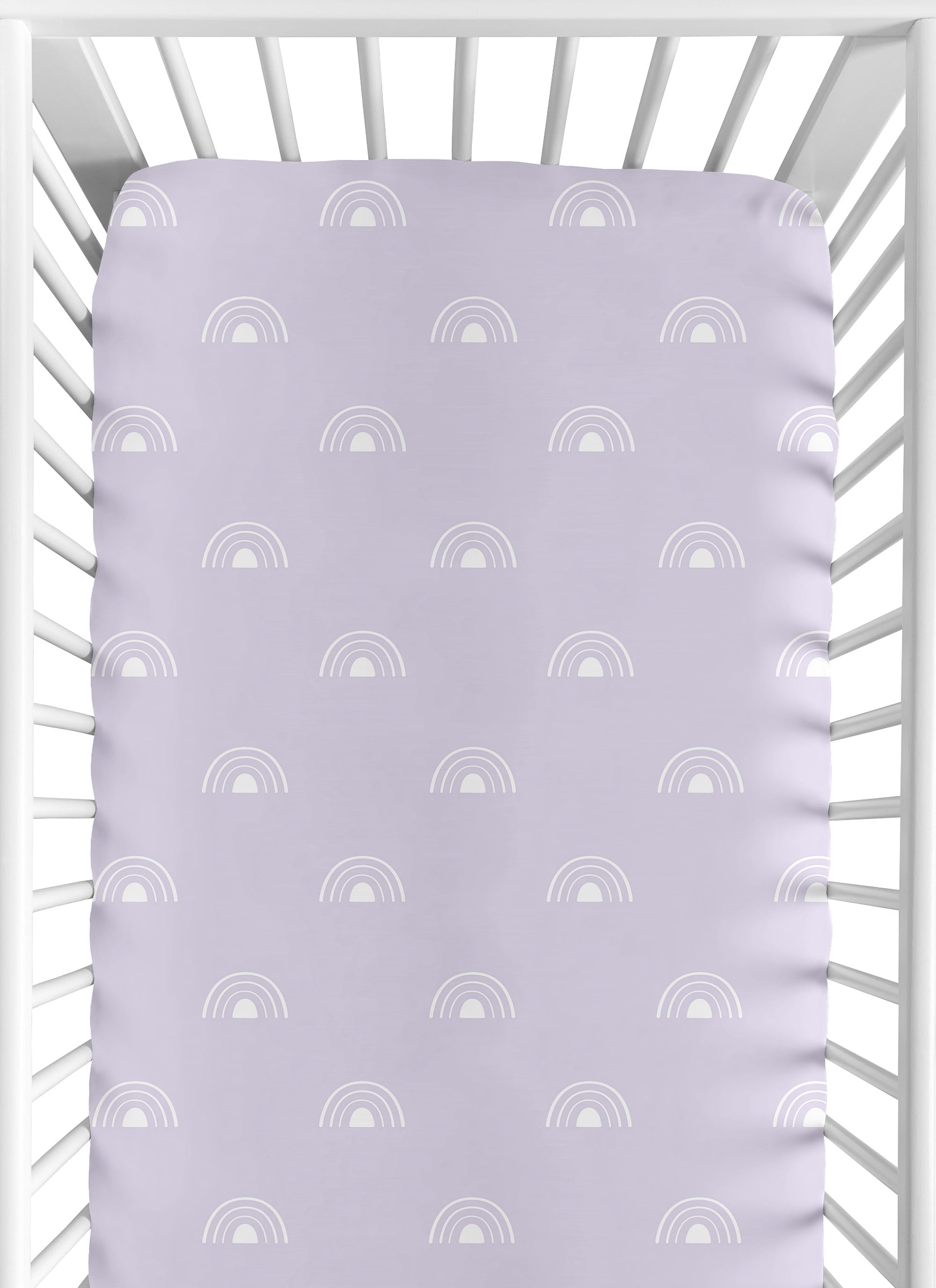 Sweet Jojo Designs Boho Rainbow Lavender Purple and White Fitted Crib Sheet