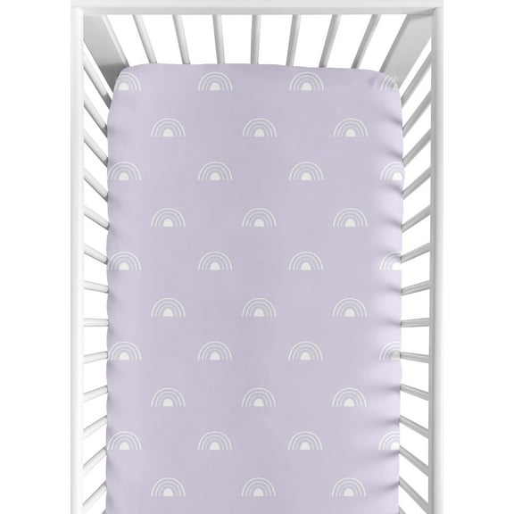 Sweet Jojo Designs Boho Rainbow Lavender Purple and White Fitted Crib Sheet