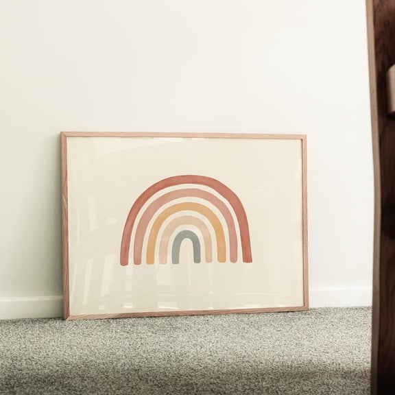 Boho Rainbow Neutral Nursery Wall Art Decor Unframed Paper Print