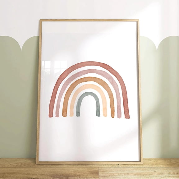Boho Rainbow Nursery Print, Muted Earth Tones, Unframed Paper Poster 24x36in