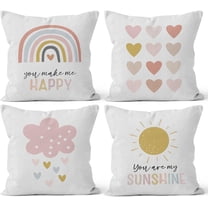 Boho Rainbow Pillow Cover, Boho Rainbow You are My Sunshine Classroom Decorative Throw Pillow Cover, Classroom Pillow Covers, Sun Rainbow Pillows for Bed Classroom Nursery Decor 18 x 18 Set of 4