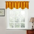 thumbnail image 1 of Boho Rainbow Pompom Sheer Valance Faux Linen Stripe Window Topper Curtain with Tassels Light Filtering Short Curtains Tier for Cafe/Bathroom/Kitchen Rod Pocket 1 Panel (W39 X L47 Inch,Yellow), 1 of 6