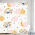 thumbnail image 1 of Boho Rainbow Shower Curtain for Kids Bathroom, Cute Colorful Sun Teen Girls Fabric Shower Curtains Set, Pastel Restroom Decor Accessories with Hooks 72X72 Inch, 1 of 3