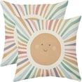 thumbnail image 1 of Boho Rainbow Sun Classroom Pillow Covers 20x20 Set of 2 Preppy Print Decorative Throw Pillows Outdoor Pillowcases Linen Cushion Case Decor for Couch Sofa Kids Room Inspirational Reading Nook, 1 of 6