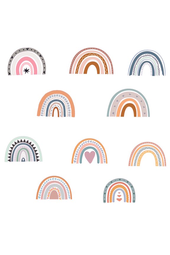 Boho Rainbows Collection Vinyl Decal Kids Bedroom Home Art Multicolored Rainbows Design Adhesive Wall Decoration | 22" x 28" Removable Rainbow Patterns Decor Nursery Living Room Vinyl Wall Sticker