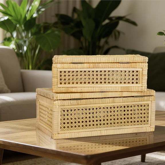 Large Woven Baskets for Storage, Paper Rope Baskets with Sturdy Metal Wire Frame, Baskets for Shelves, Set of 3, Dark Brown