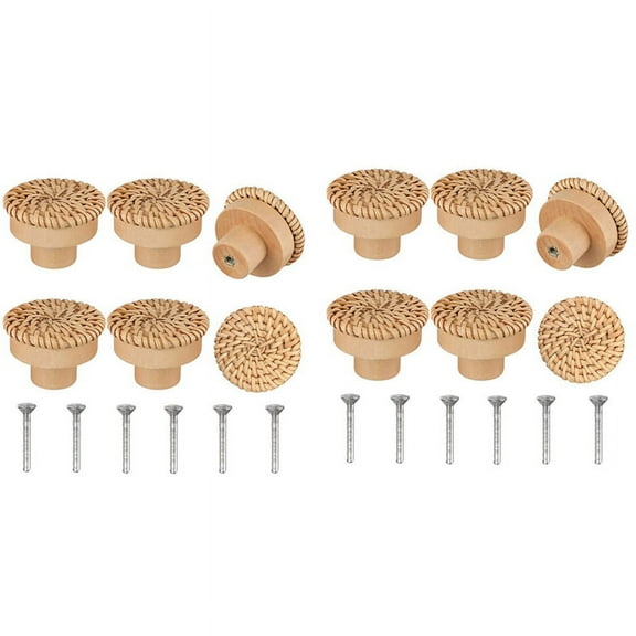 Boho Rattan Dresser Knobs Round Screws for Boho Furniture Knobs 12Pcs