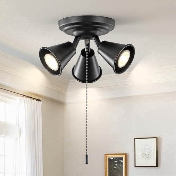 KEESFU 3-Light Flush Mount Track Lighting, Adjustable GU10 Ceiling Spot for Living Room