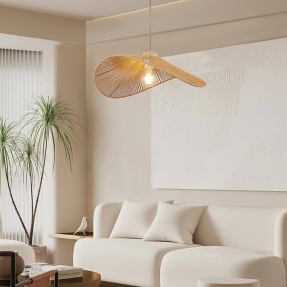 Boho Rattan Pendant Light Fixture Modern Style Hanging Light Bohia Natural Bamboo Handmade1-Light Hanging Lamp for Farmhouse Bedroom Living Room Dining Room$$Tools & Hardware Other