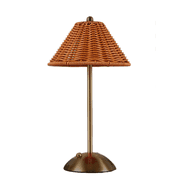 Rechargeable Boho Rattan Table Lamp - Cordless Wicker Night Light, 3 Color Dimmable Touch Control for Bedroom, Living Room, Outdoor Decor (Bamboo Desk Lamp)