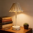 thumbnail image 1 of Boho Rattan Table Lamp,Wicker Night Light,LED Rechargeable Reading Lights,3 Color Touch Control Dimmable Bedside Lamps Living Room Bedroom Office Lighting Home Outdoor Decoration, 1 of 9