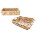 thumbnail image 1 of Boho Rectangular Water Hyacinth Woven Basket, Natural Rattan Storage Tray with Wooden Handles for Home Organization & Decor, 1 of 6