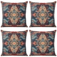 thumbnail image 1 of Boho Red and Blue Pattern Ethnic Design Farmhouse Throw Pillow Covers 18 X 18 Inch, Set Of 4, Linen Study Sofa Cushion Cover Indoor Living Room Home Decor, 1 of 5