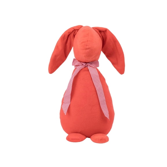Boho Red Bunny Plush Stuffed Animal with Bow Adult Decorative Collectible Soft Toy for Home Desk Display Modern Minimalist Style Adult Gift White Elephant Gift