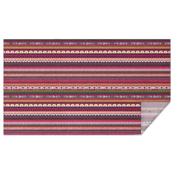 Boho Red Colorful Striped Ethnic Pattern Rectangle Tablecloth 60"x102",Waterproof Polyester Rectangle Table Cloth, Wipeable Spillproof Polyester Tablecloth for Dining, Camping, Indoor and Outdoor
