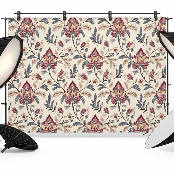 Boho Red Floral Backdrop for Photoshoot,Photography Photo Studio Background Wall Backdrop,Farmhouse Rustic Flower Leaf Plant Back Drop Banner Panel for Portraits Wedding Party Live Streaming 12x8Ft